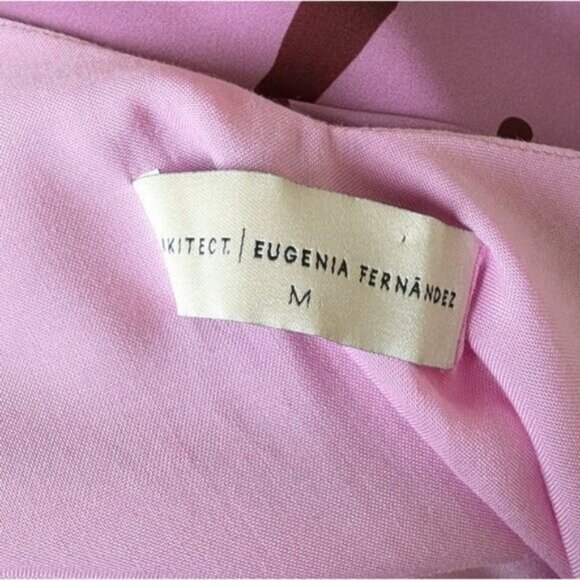 Eugenia Fernandez Arkitect Tiered Midi Dress M Pink Red Palm Print Ruffle Boho - Picture 6 of 9